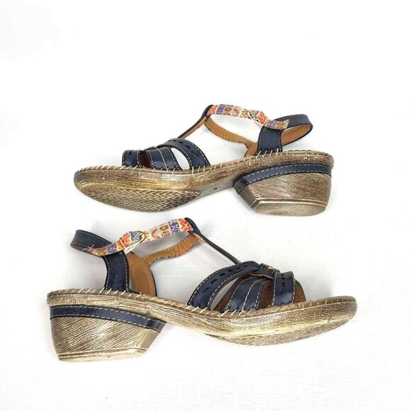 SL Design navy leather sandals - Picture 3 of 10